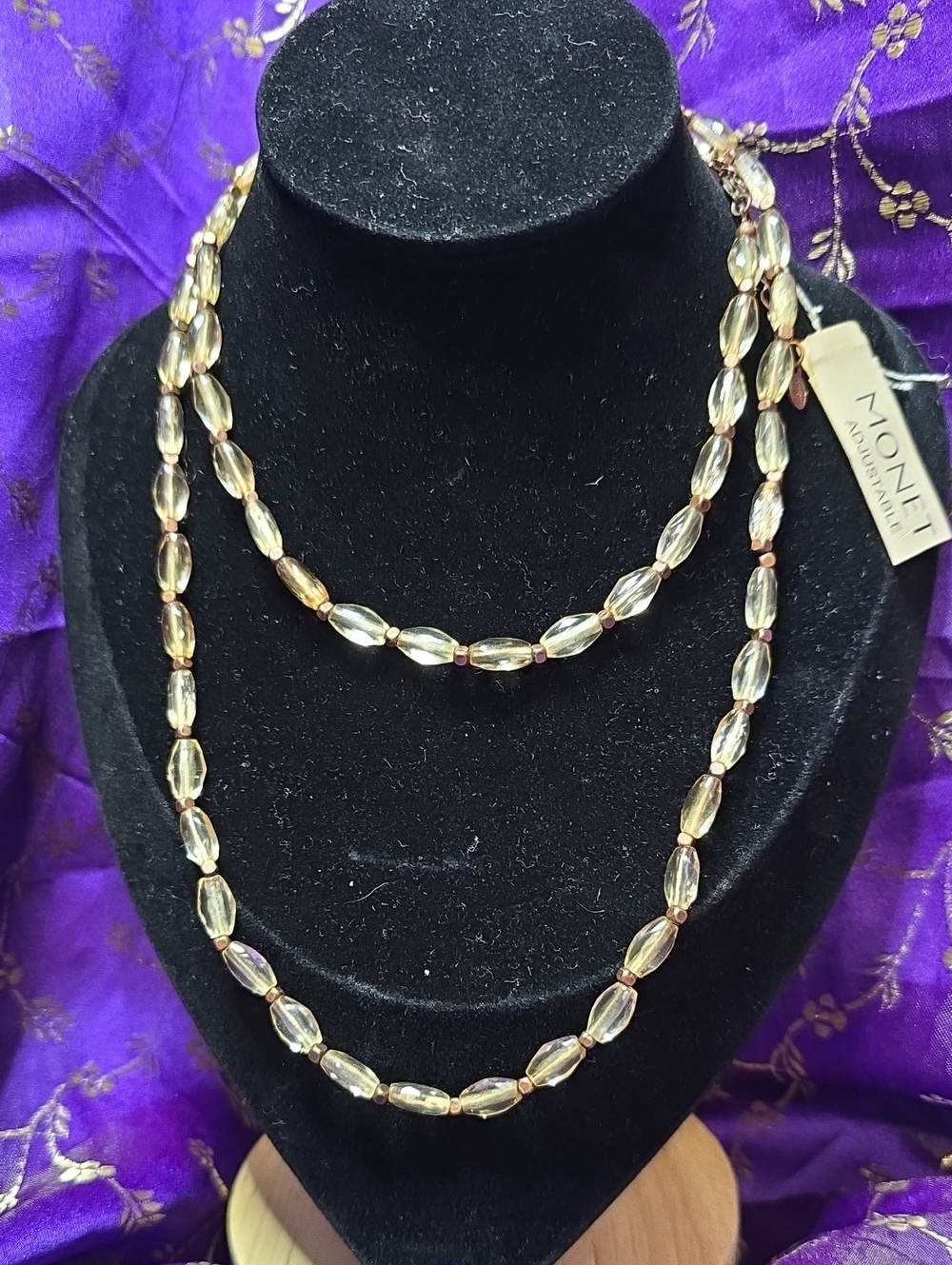 Monet Gold-Tone Faceted Double Strand Necklace